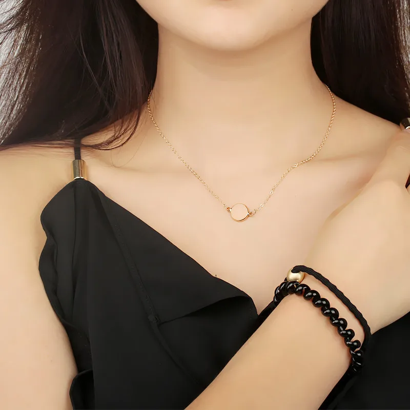 New Geometry Resin Disc Clavicle Chain Fine Necklace Gift For Girls Fashion Women Party Neck Jewelry | Украшения и аксессуары
