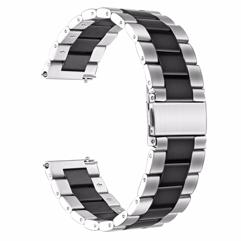 silver with black Ремешок для часов из нержавеющей стали+ устройство для удаления звеньев для samsung Galaxy Watch 46 мм SM-R800 быстросъемный ремешок на запястье - Цвет ремешка: silver with black
