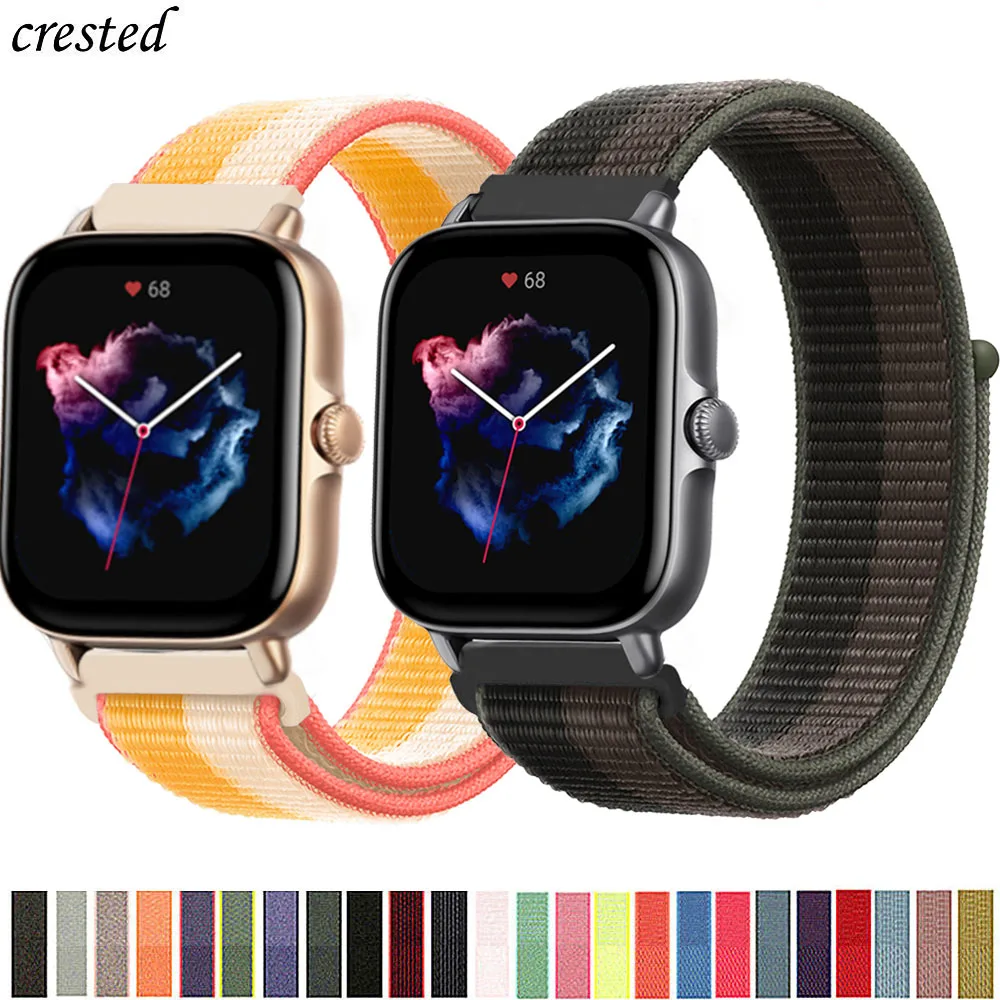 Ремешок для часов Amazfit GTS/2/3/pro/2e/GTS2 Mini/GTR 42 мм/47 мм/GTR2/2e/stratos нейлоновый браслет с