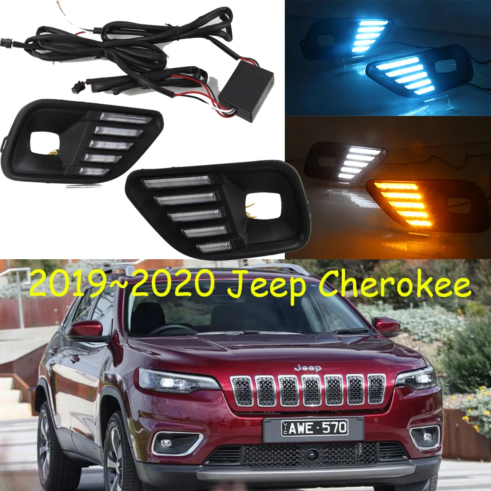 Год для Jeep Cherokee дневной свет Автомобильные аксессуары светодиодный DRL фары для Cherokee противотуманные фары