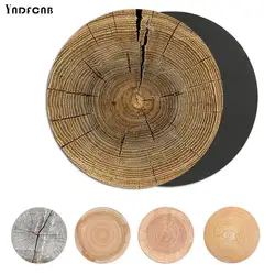 Tapis de souris circulaire antidérapant pour ordinateur portable et Notebook, 22x22cm, grain de bois 