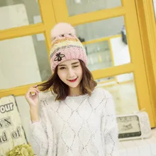 Женская вязаная шапка с меховым помпоном, уличная вязаная шапка для холодной зимы и осени, теплые шерстяные шапки, модная Шерстяная Лыжная шапка женска