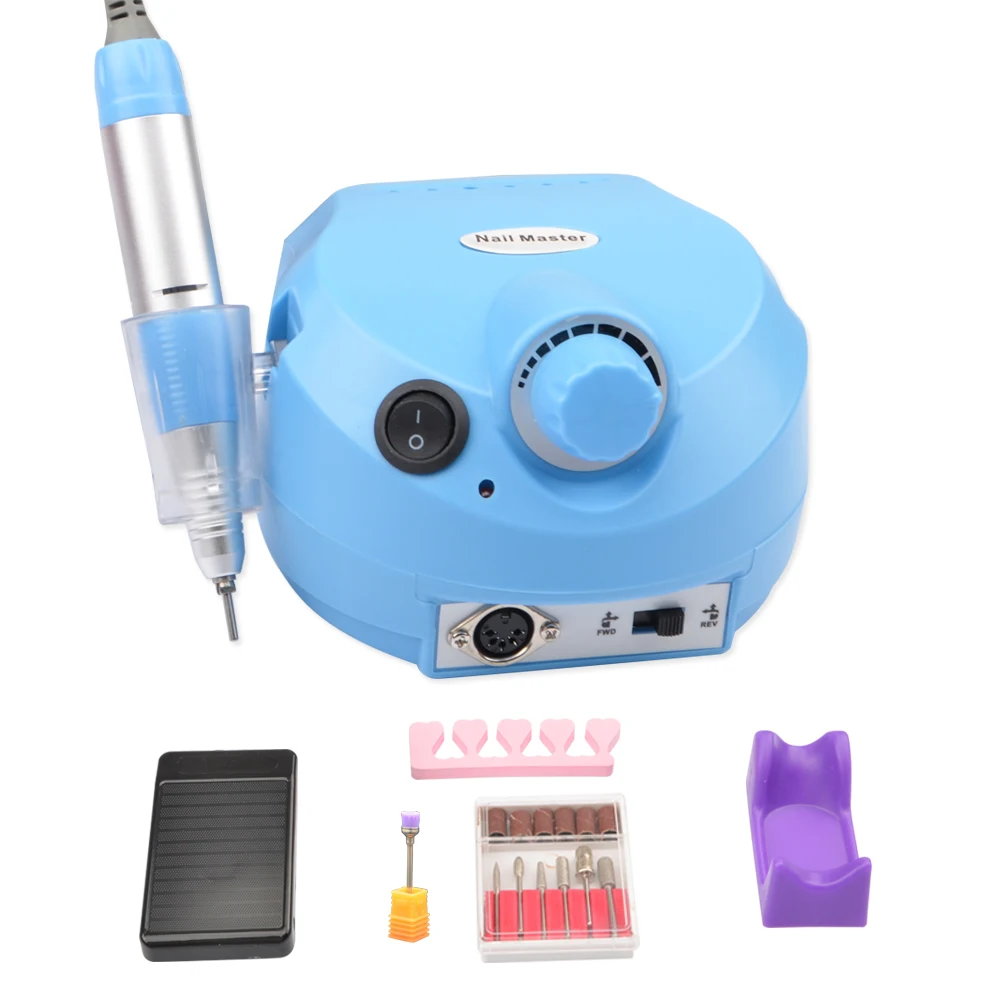 35000RPM Professional Nail Drill File Machine Set With Nail Drill Bits Electric Manicure Pedicure Machine Nail Art Tools - Color: 202Blue