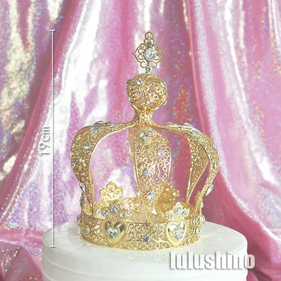 Вечерние украшения для выпечки на день рождения - Цвет: golden Retro crown