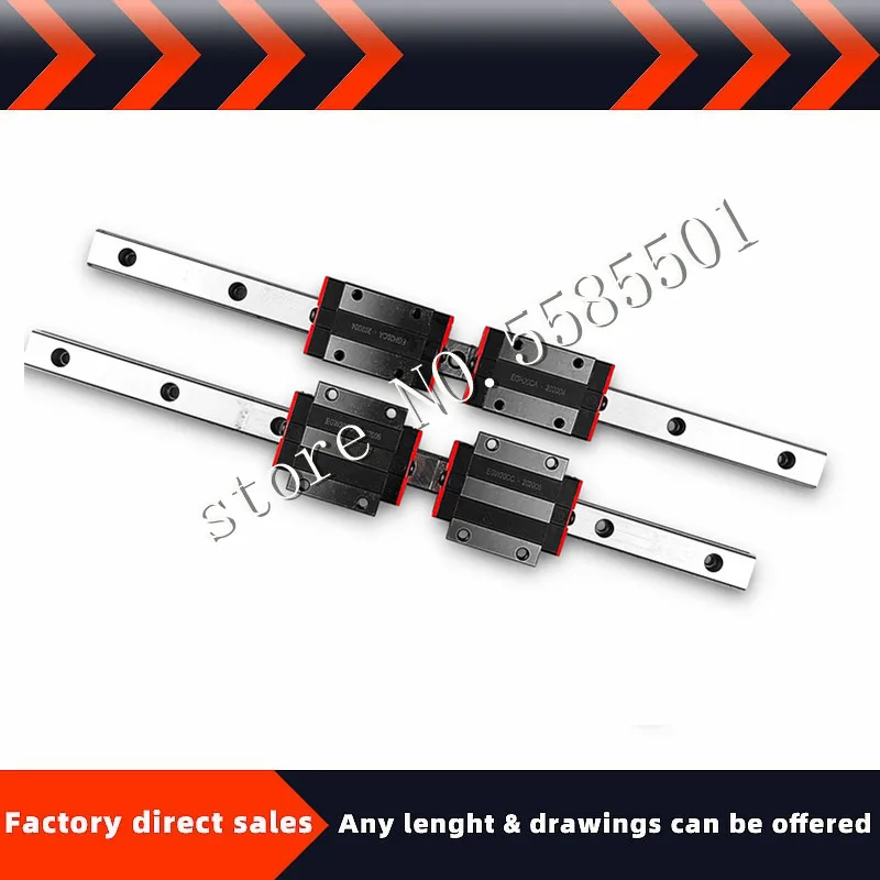 Linear Rail 2pcs EGR20 100mm-1150mm rail + 4pcs EGH20CA/EGW20CC Linear Guide with Block Carriage CNC 3D Print Part afbeelding