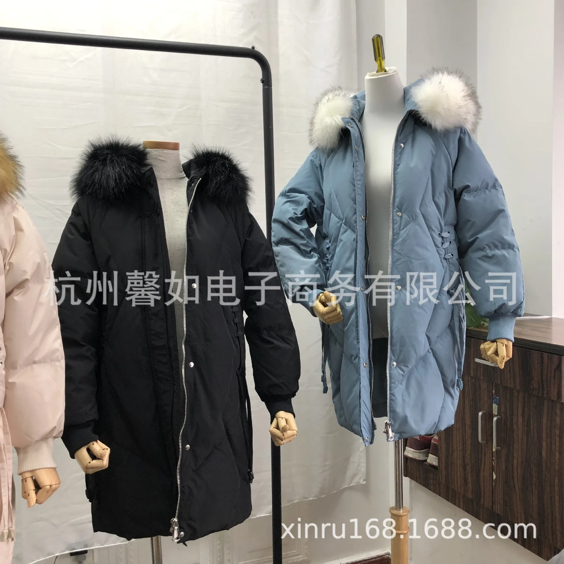 Новые зимние продукты, Южная Корея Dongdaemun, меховая одежда со шнуровкой, Женская пуховая куртка средней длины, женское платье