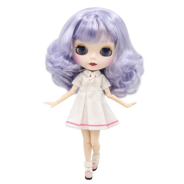 ICY 1/6 Blyth Кукла № 6005/1049 фиолетовые смешанные волосы с белой кожей Обнаженная кукла, индивидуальные матовое лицо соединение тела - Цвет: suit