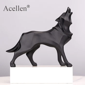 

Wolf Statue Modern Abstract Geometric Style Resin Wolf Animal Figurine Office Home Desktop Office Decoration Accessories Gift