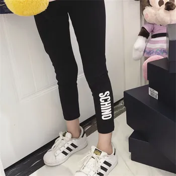 

Fashion Girls Leggings Skinny Black and Gray Cotton Elastic Pants Leggins Letters Pattern for Girls Kids Children Casual Pant