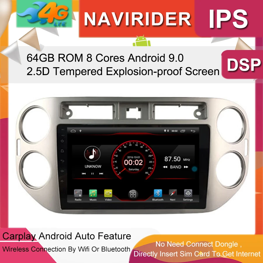 Perfect Built in 4G Lte car Intelligent navigation tape recorder 9.0 android car gps radio multimedia player for Tiguan 2013 2015 0
