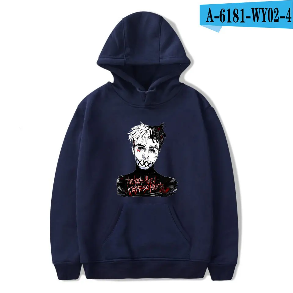 Xxxtentacion толстовка с капюшоном размера плюс 4XL Мужская и женская уличная толстовка с капюшоном более размера d модная одежда - Цвет: A-hide blue