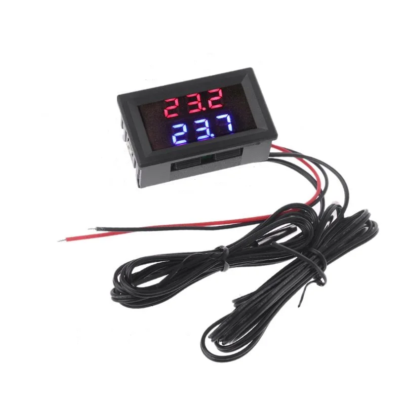 

Mini DC 4-28V Red+Blue Dual Display LCD Digital Thermometer with 1m NTC Waterproof Metal Probe Temperature Sensor Tester