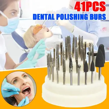 

New 41Pcs Dental Lab Silicone Rubber Rotary Tungsten Steel Polishing Burs 2.35mm Teeth Whitening Dentist Equipment With Box