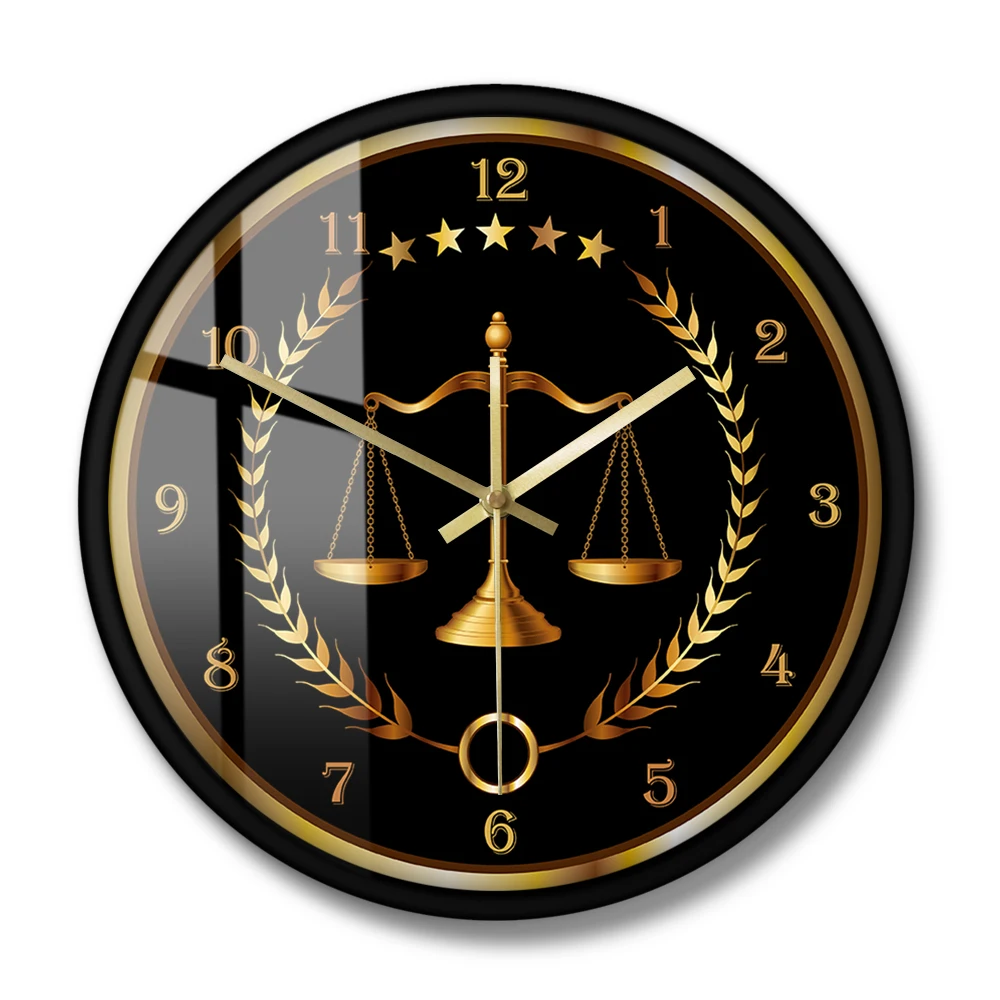 Non Ticking Timepiece Lawyer Office Decor Scale Of Justice Modern Wall