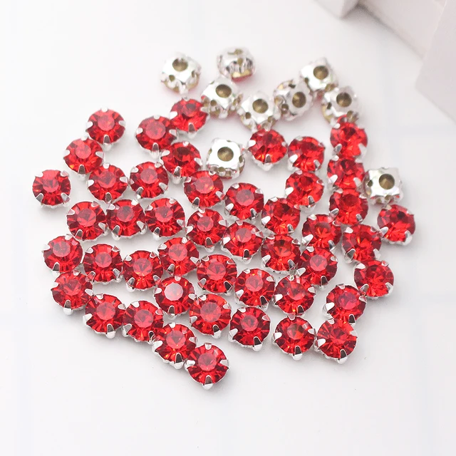 3mm-8mm Claw Cup Crystals Strass Flatback Round Stones Non Hotfix Silver Base Sew On Rhinestones For Clothes DIY Needlework Gems siam