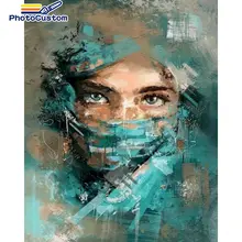 

PhotoCustom DIY Painting By Numbers Masked Woman Drawing Color Canvas Adult HandPainted Gift Home Decor Wall Art 60x75cm Frame