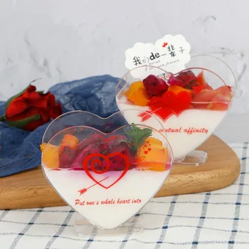 

50pcs High quality PS plastic love cake dessert cups 80ml small pudding ice cream cup decoration food birthday party favors cup