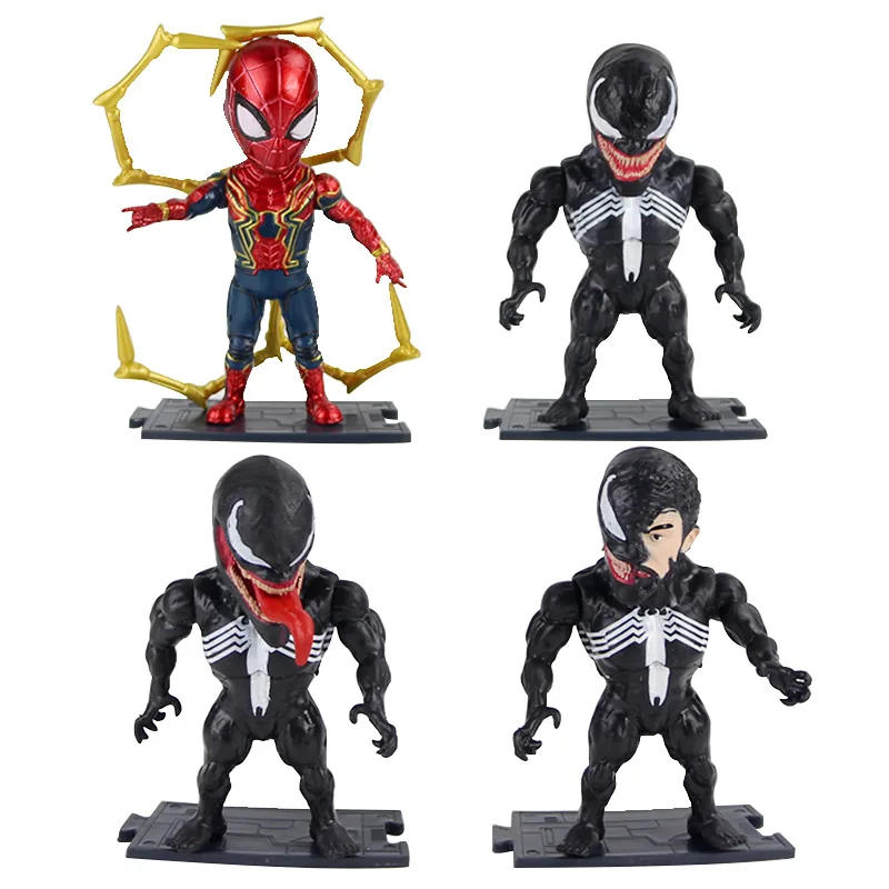 4 шт./компл. Marvel Человек-паук Железный Человек-паук, Веном Eddie Brock ПВХ Коллекционная модель игрушки