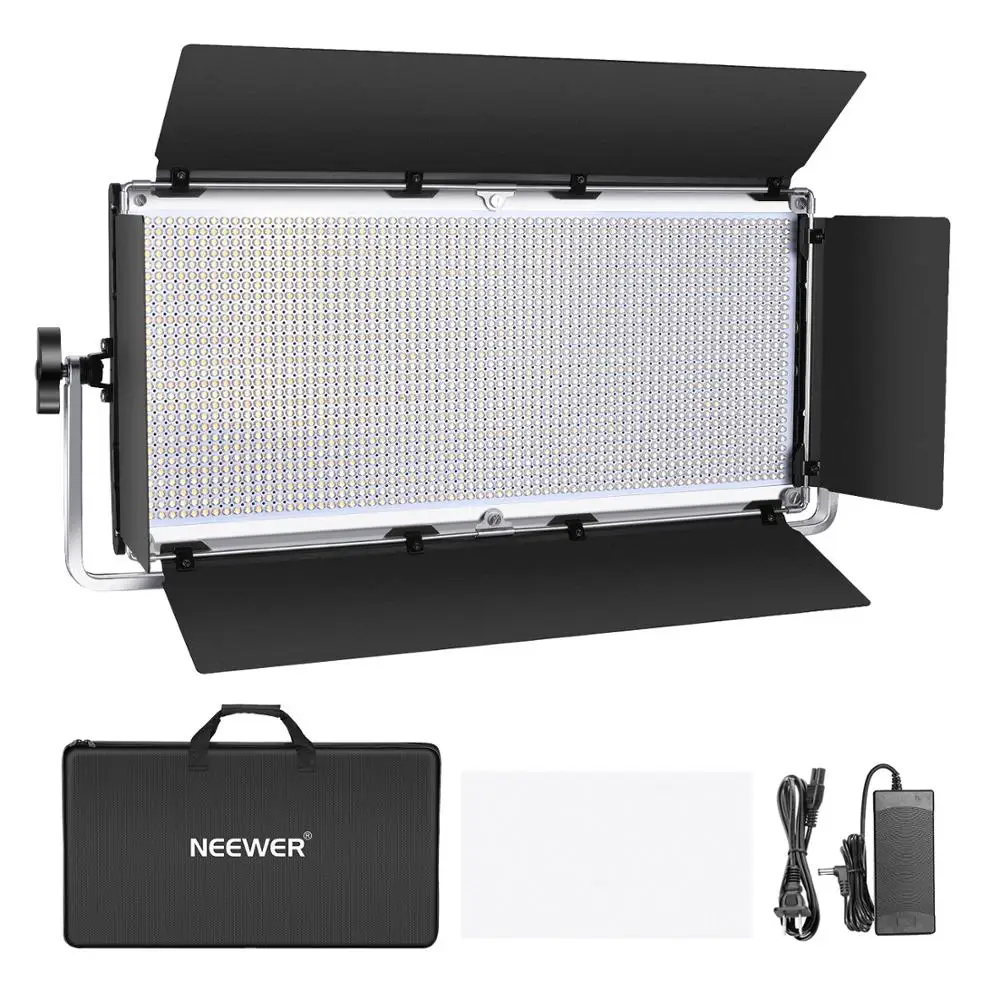 

Neewer Dimmable 1904 LED Video Light Photography LED Lighting with Metal Frame/Barndoor, 3200K-5600K, DC Adapter/Battery Power