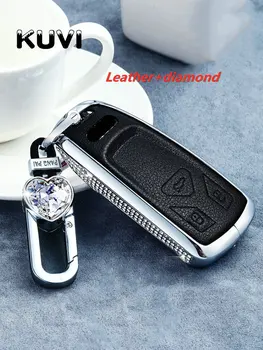 

Diamond Zinc Alloy Leather Car Key Cover Case Key Case For AUDI A4 B9 Q5 Q7 TT TTS 8S 2016 2017 car smart remote Car Styling