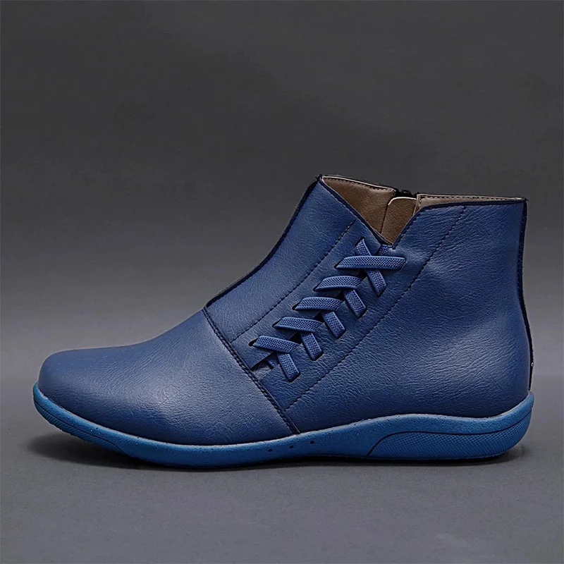 Cena MCCKLE kobiety zamek Pu skórzane botki jesień kobieta do szycia stałe płaskie buty kobieta casual Plus rozmiar platformy damskie buty