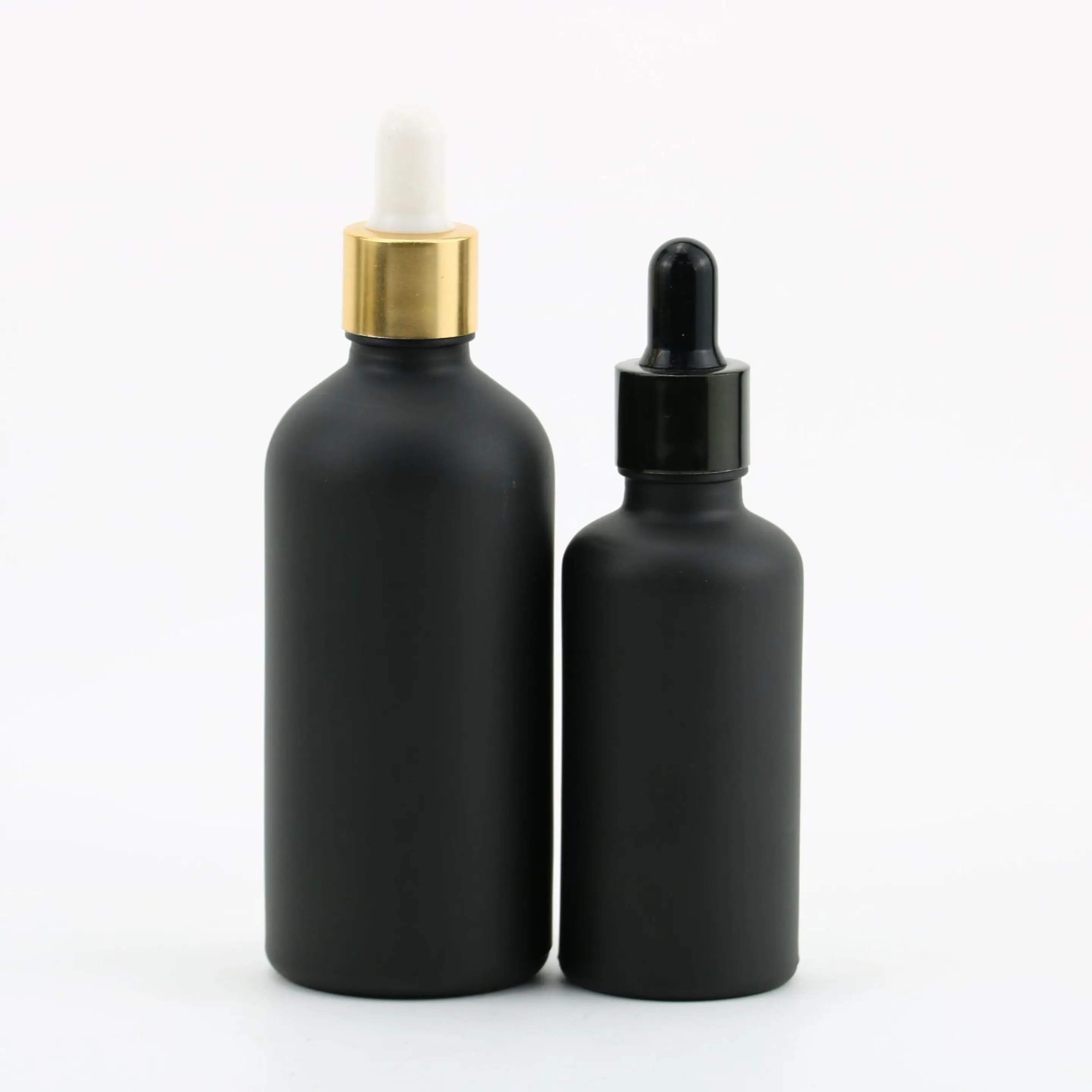 5pcs 5ml/10ml/15ml/20ml/30ml/50ml Black Frosted Glass Dropper Bottle Empty Cosmetic Packaging Container Essential Oil Bottles