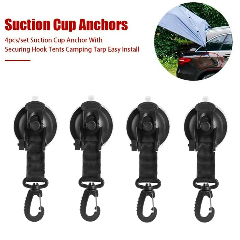 4Pcs Suction-Cup Hooks Car Awning Tarpaulin Boat Fixed Hook For Outdoor Camping 