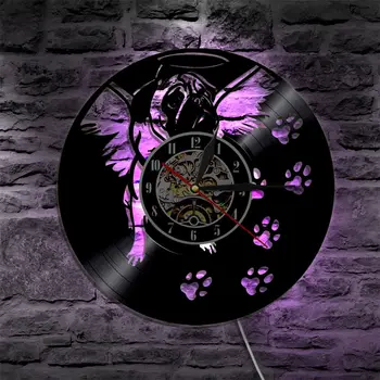 

Vinyl Record Wall Clock Modern Design Creative Dog Theme LED Clocks with Backlight Retro Style Classic CD Wall Watch Home Decor