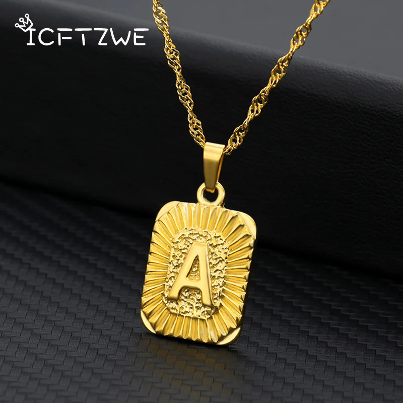 Initial Plate Necklaces For Women 