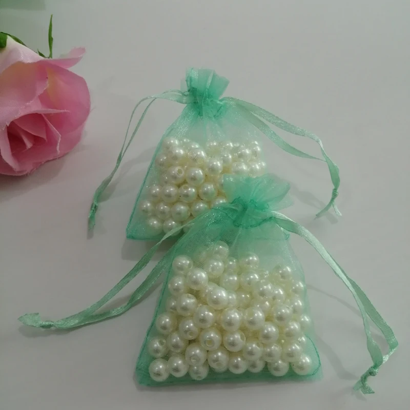 100pcs Light Green Fashion Jewelry Bag Organza Gift Bags Small Drawstring Fabric Women for Packaging Display Diy | Украшения и