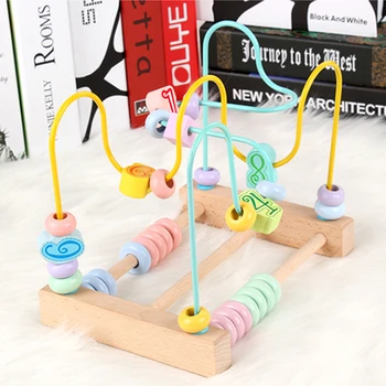 

Color Digital Bead Toy 1-2-3 Years Old Puzzle Beaded Infant 6-12 Months Male Maze Roller Coaster Education Wooden Puzzle