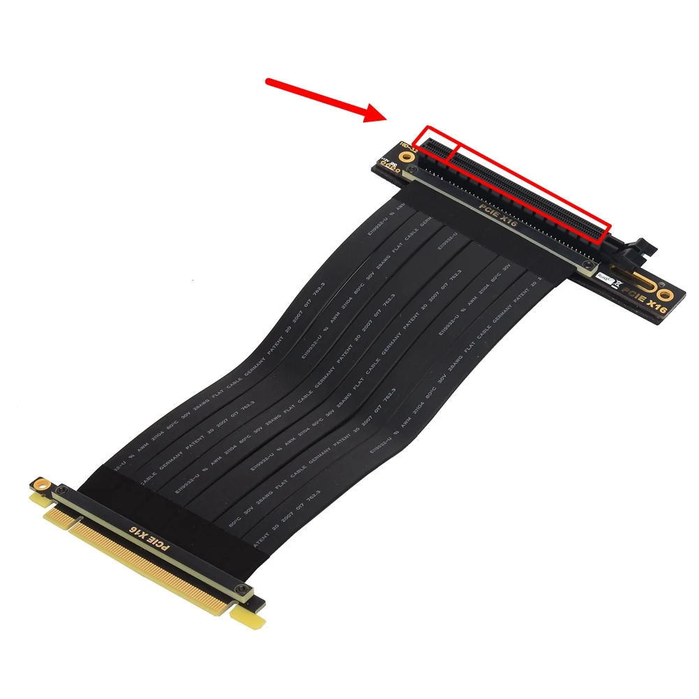 Cabo de Riser de Pcie Extensor de Riser Expresso de 3.0x16 Pci Ângulo Esquerdo Flexível Cabo de Riser de 90 Graus Gup para a Placa Gráfica Vertical Cabos de computador e conectores - Imagem 2