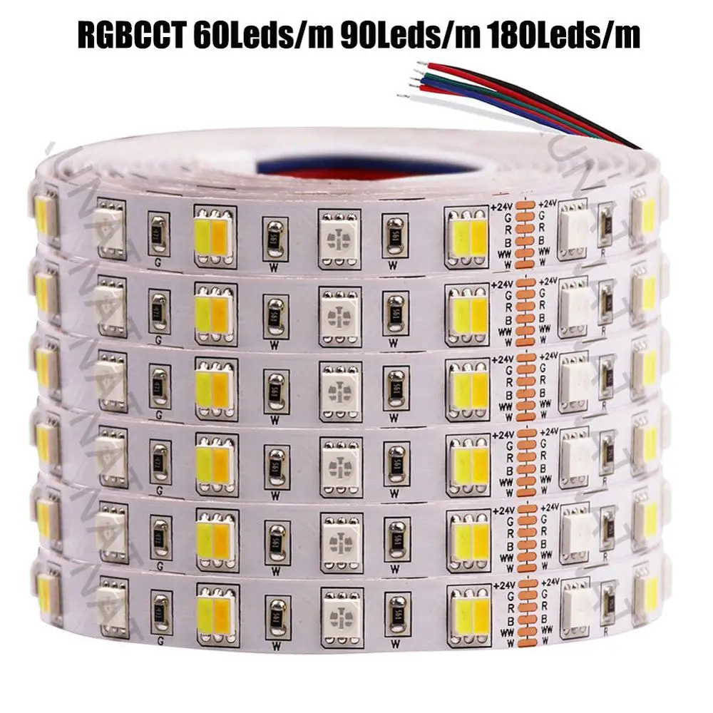 12В 24В RGBCCT светодиодный ленточный светильник 5 М 5050 2835 SMD Flexibla Светодиодная лента