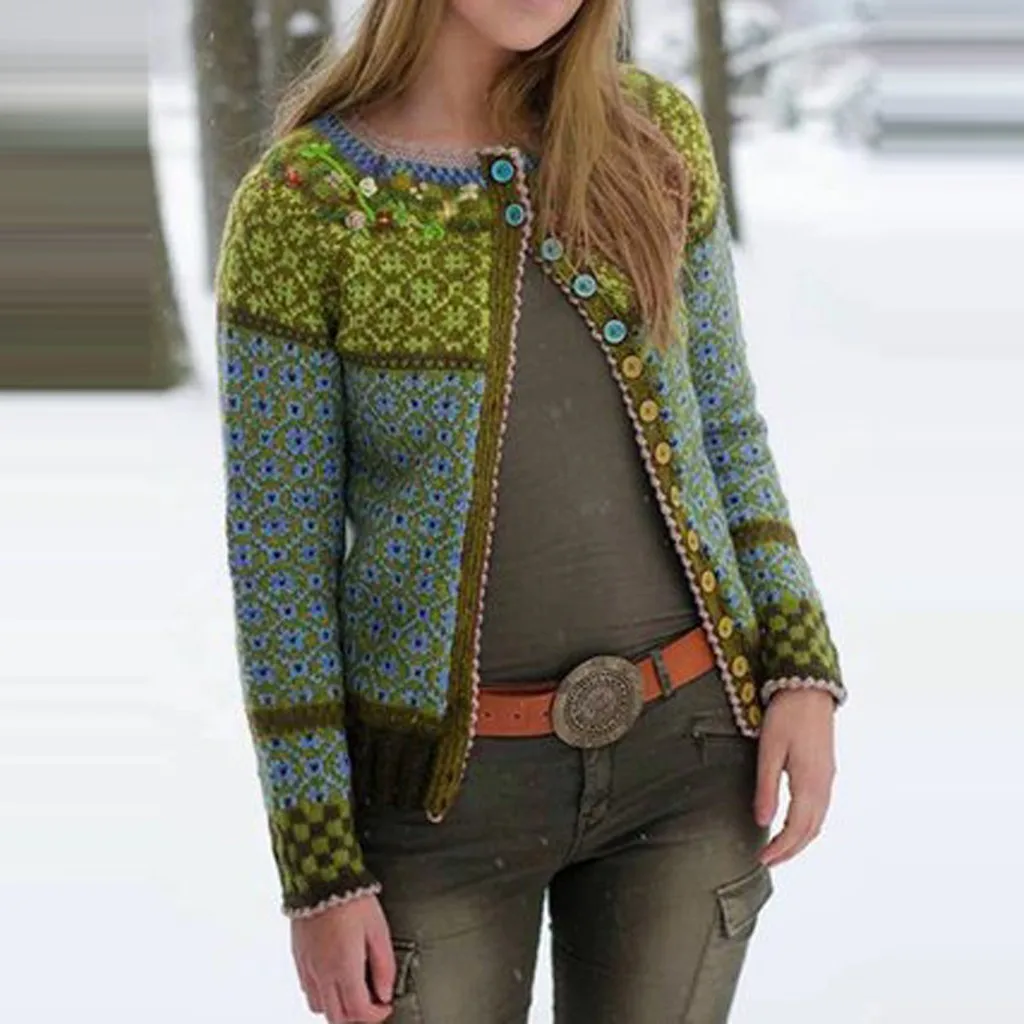 incredible MISSOMO Winter jacket Women Print Buttons Long Sleeve Coat women Vintage Jacket Elegant Coat Outwea