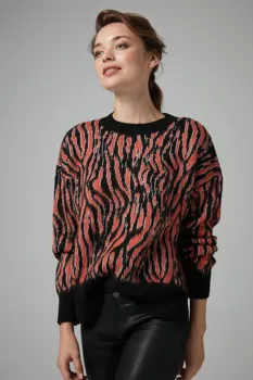 

Leopard Pattern Knitwear Sweater-Orange