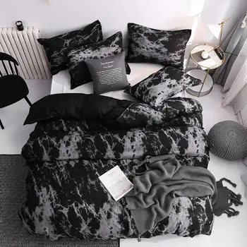 

41 Bedding Set Super King Duvet Cover Sets 3pcs Marble Single Queen Size Black Stone Comforter Bed Linens Cotton 200x200