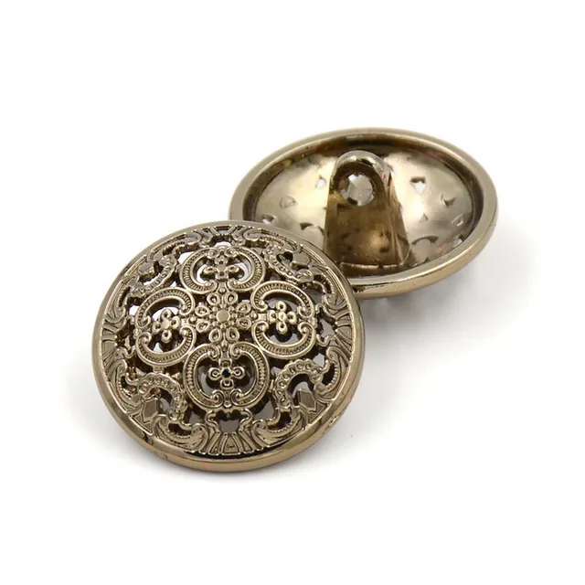 20pcs Meetee 15/18/20/23/25mm Hollow Metal Buttons Round Coat Button for Clothing Sewing Decor Accessories DIY Material Craft Tea gold