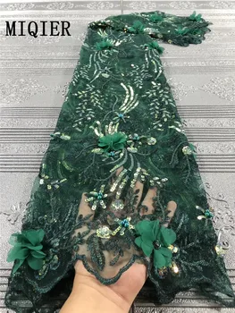 

MIQIER 2020 High Quality African nigerian tulle Lace Fabric fabric with sequins Embroidery Party Dress guipure silk fabric