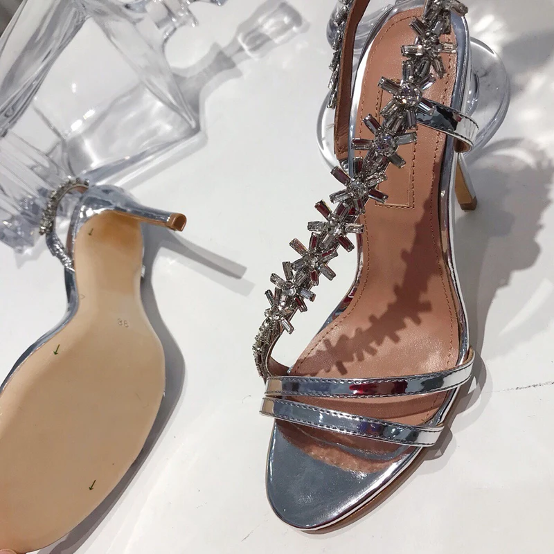 

Topwomen Designer Shoes Women Luxury Sandals 2019 Ladies Luxury Sandals with Crystals Rhinestone High Heel Women Sandals35-40