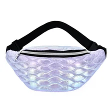 

Linger fanny pack holographic Fish patt belt bag banana waist packs Reflective laser Shoulder bag waist pochete women's belt bag