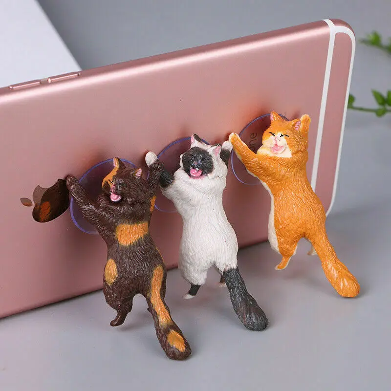

Phone Holder Universal 1PC Resin Cute Animal Mobile Stand Portable Support Smartphone Cats Sucker Mini Phone Holder Stands 2019