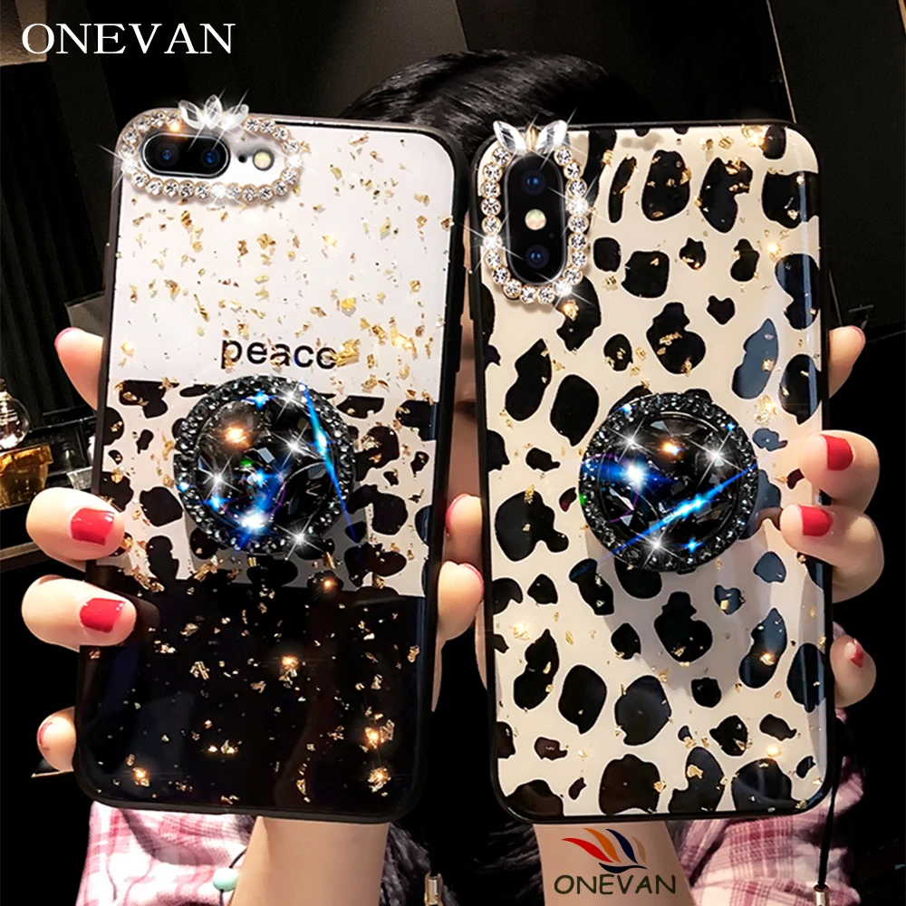 Роскошный Леопардовый Алмазный чехол для iphone 11 Pro Max funda mate XR XS X 11by max 6-8 Plus модный