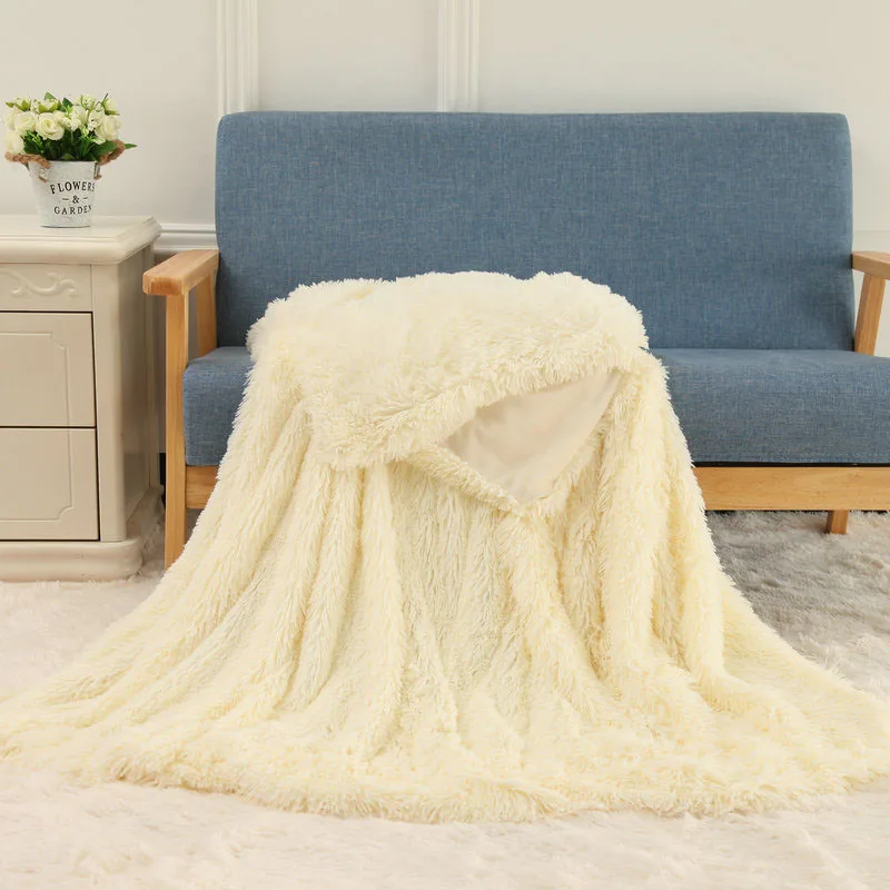 Фланелевое домашнее зимнее теплое одеяло толстое покрывало лохматый диван покрывало на кресло офисный плед