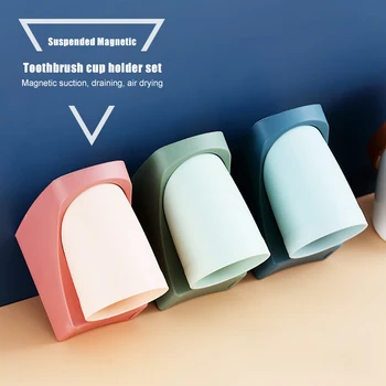 

Cup Storage Wall Mounted Toothbrush Holder Solid Magnetic Adsorption Home Bathroom Hotel BV789