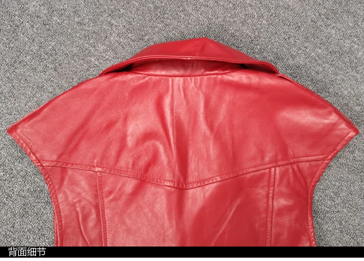Жилет из натуральной кожи, многоцветный, Highstreet, Moto, с фигурным вырезом, карманом на молнии спереди, без рукавов, жилет из овчины, Женская Повседневная Верхняя одежда