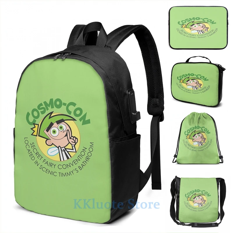 Рюкзак мужской/женский с забавным графическим принтом USB-зарядкой | Багаж и сумки