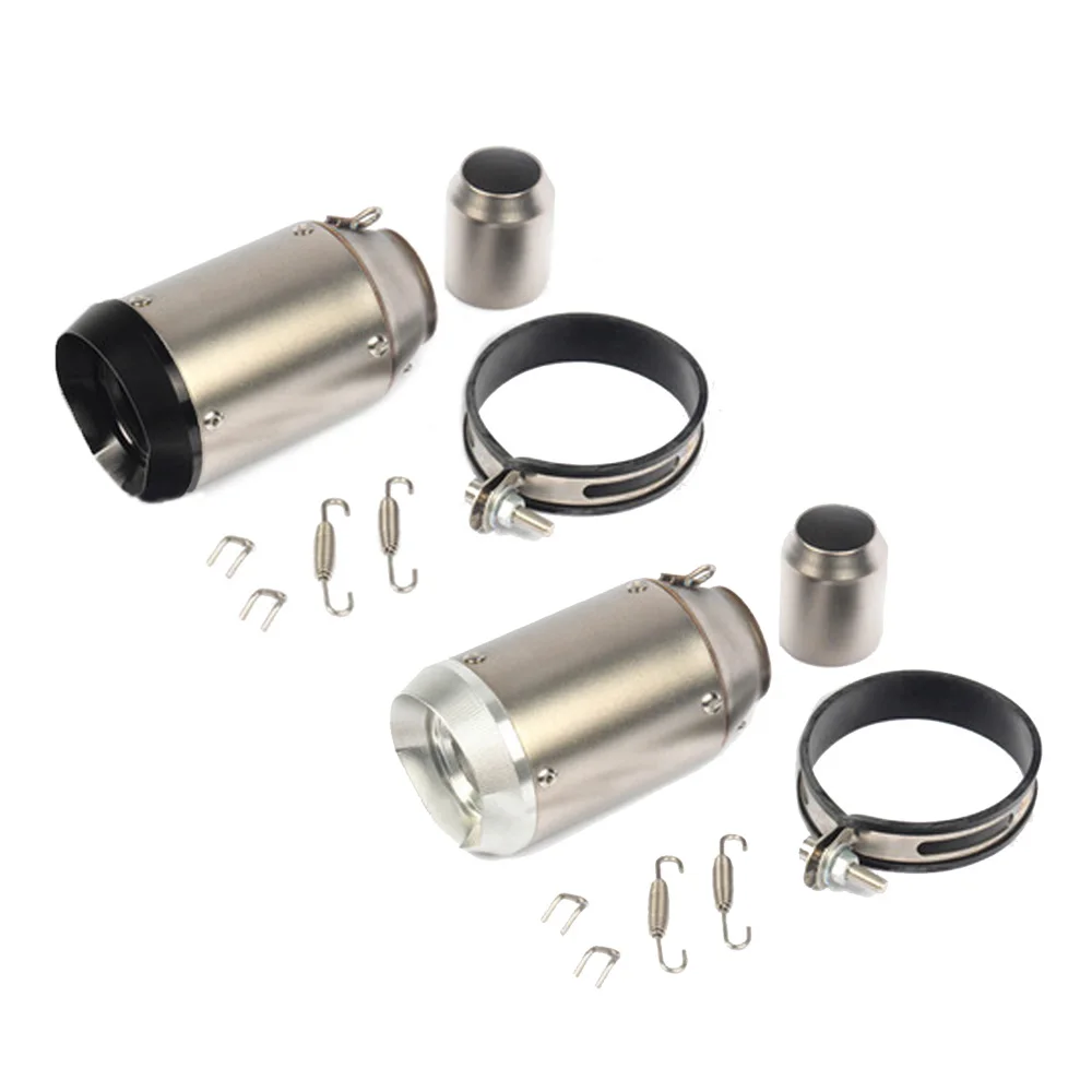 

new Stainless Steel Motorcycle 51mm Mini Exhaust Muffler Tube Pipe Carbon Fiber Welding Adapter Black / Silver 160mm