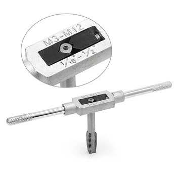 

8 Pcs Hand Screw Thread Metric Plug Tap Set M3-M12 With Adjustable Tap Wrench