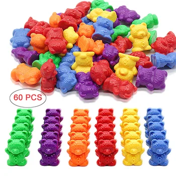 

60 Pcs Counting Bears Montessori Educational Bear Matching Toys Early Learning Educational Game