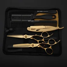 Hair-Scissors Razor Barber-Shears Salon Makas Professional Sharp Black Blade Cut 